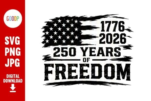 250 Years of Freedom USA Flag SVG Design
