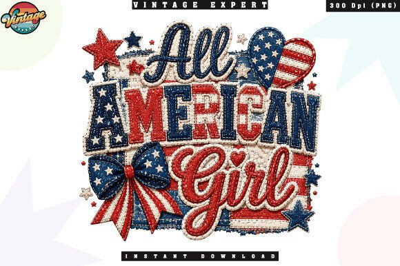All American Girl Patchwork PNG Design