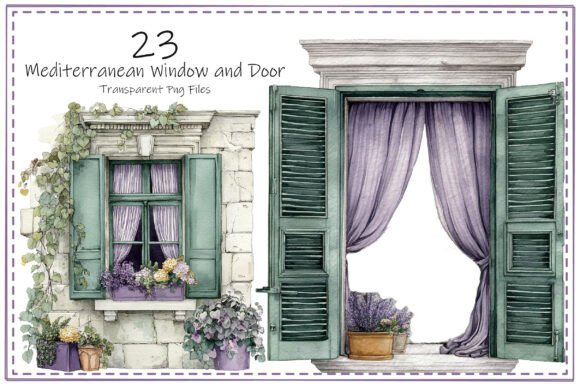 Bringing Coastal Charm to Life with Mediterranean Window and Door Watercolor Art