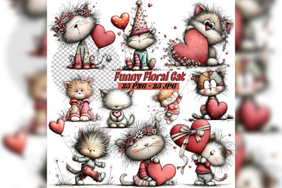 Bringing Joy to Design: The Charm of Whimsical Floral Cat Birthday Clipart