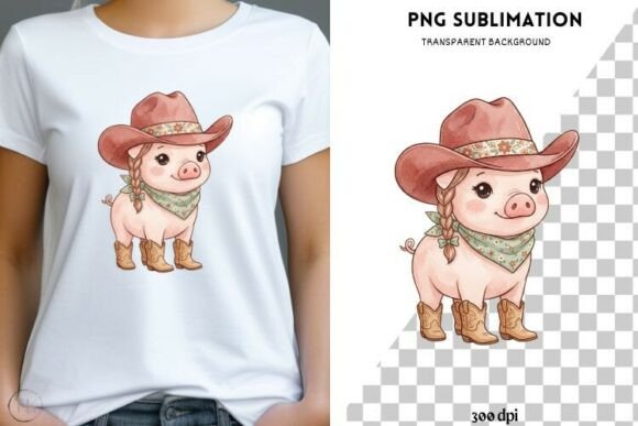 Cowgirl Pig PNG: Cute Western Clipart