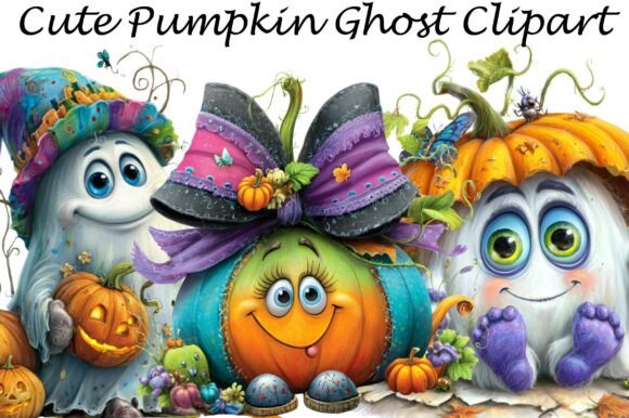 Cute Pumpkin Ghost Clipart for Creative Projects
