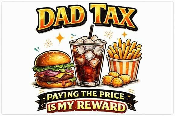 Funny Dad Tax Food Humor Graphic PNG