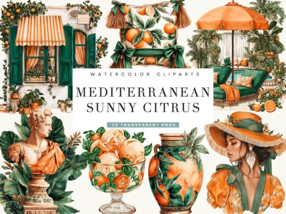 Infusing Digital Projects with the Vibrancy of Mediterranean Sunny Citrus Clipart