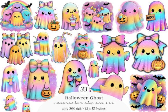 Iridescent Halloween Ghost Clipart Guide