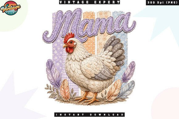 Mama Chicken Patchwork PNG Design Guide