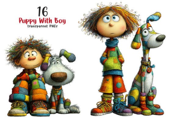 Quirky Puppy with Boy Clipart: A Designer's Guide