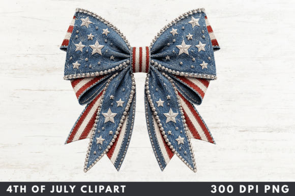 Rustic Americana Bow Clipart: USA Digital Design