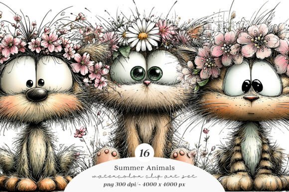 Summer Baby Cats Clipart: Elevating Your Creative Projects with High-Resolution Digital Art