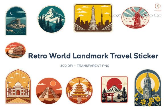 Unlocking Creative Potential with Retro World Landmark Travel Sticker Digital Assets