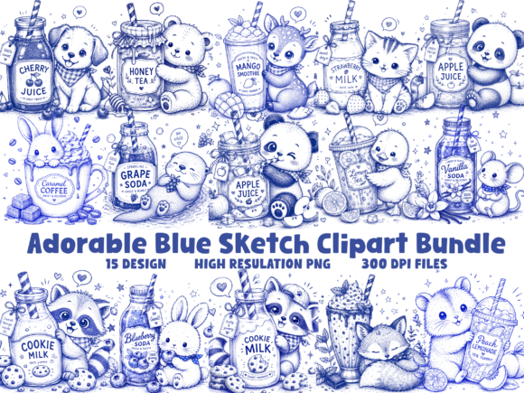 Unlocking Creativity with the Adorable Blue Sketch Animal Drink PNG Bundle: A Guide for Digital Creators