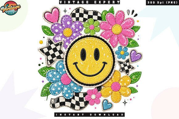 Unlocking the Potential of Colorful Happy Face Floral Patchwork PNG Designs for Modern Creativity