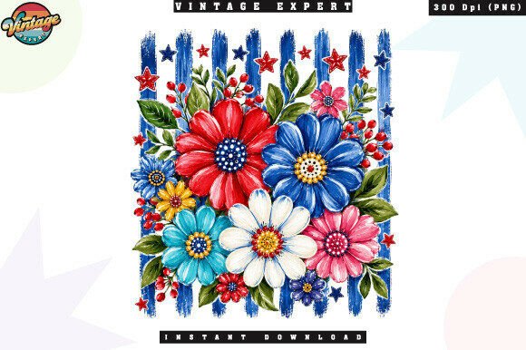 Watercolor Americana Flower Bouquet PNG: A Versatile Asset for Patriotic Designs