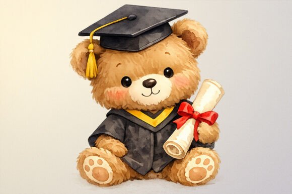 Whimsical Graduation Bear PNG Clipart: Elevating Celebration Designs with Charm